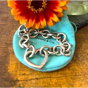 Tiffany round link heart clasp bracelet . Retired style !
